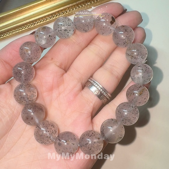 Black Strawberry Quartz Bracelet 12mm - 13mm - Picture 3 of 7